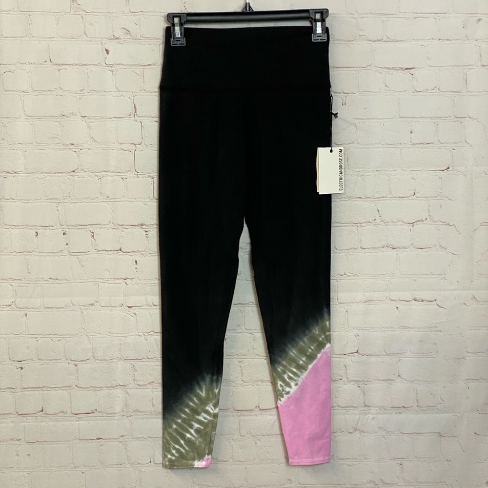 Electric & Rose Black and Pink Tie-Dye Leggings